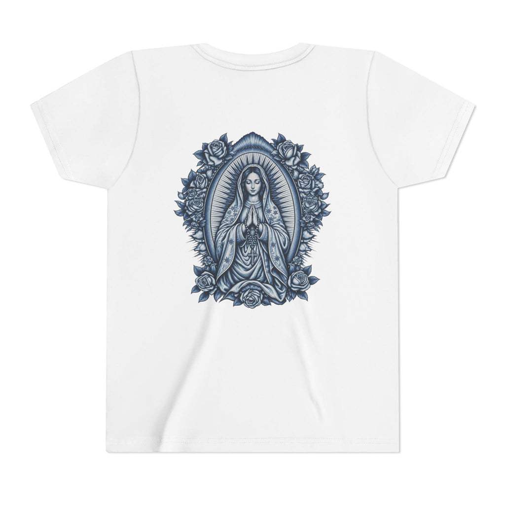 Youth Tee — Blue Mary Religious Graphic