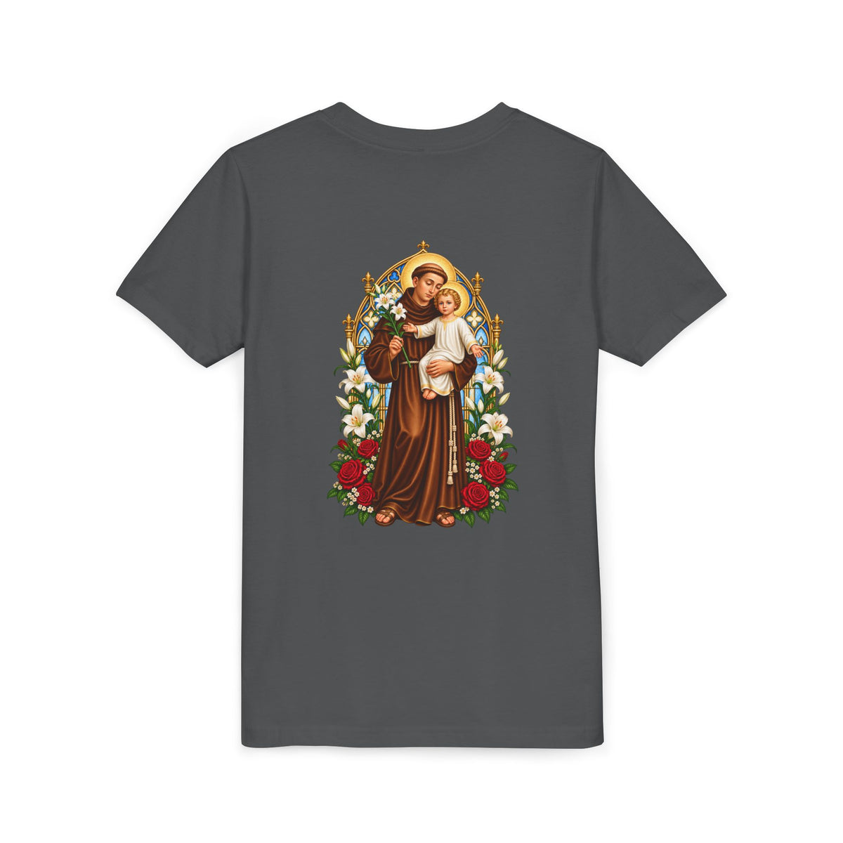 Youth Tee — St Anthony + Cross Religious Graphic