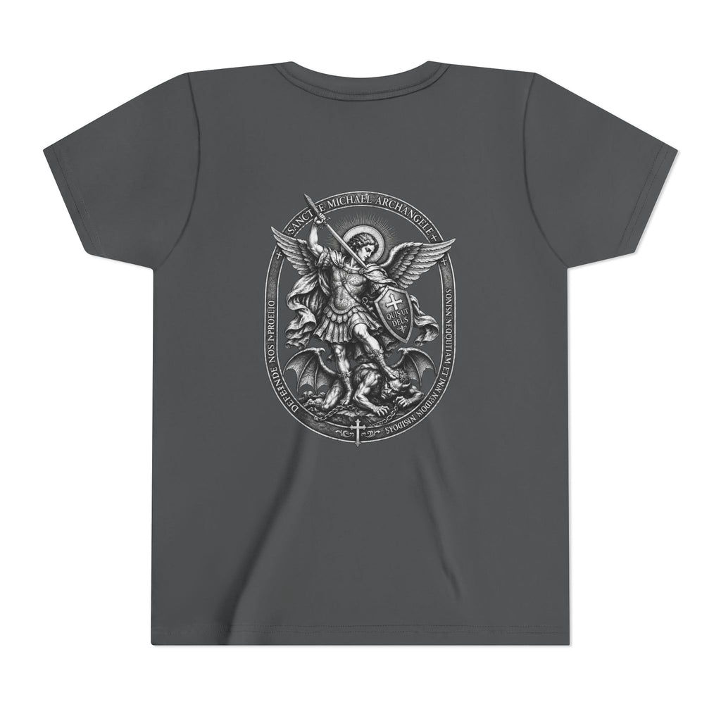 Youth Tee — St Michael + Cross  Religious Graphic