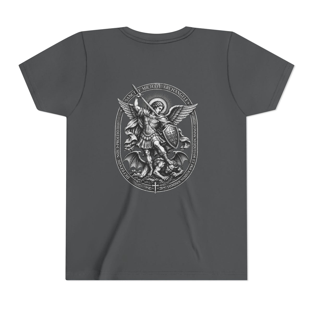 Youth Tee — St Michael + Cross  Religious Graphic