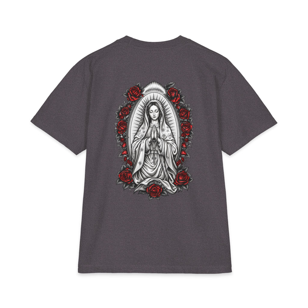 Virgin Mary Sacred Heart Rose Graphic T-Shirt