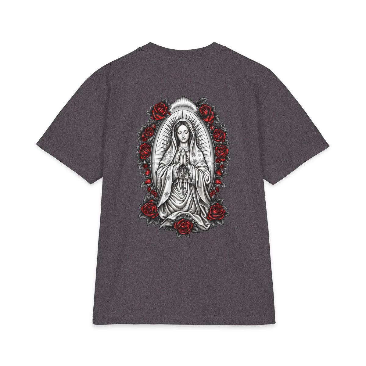 Virgin Mary Sacred Heart Rose Graphic T-Shirt