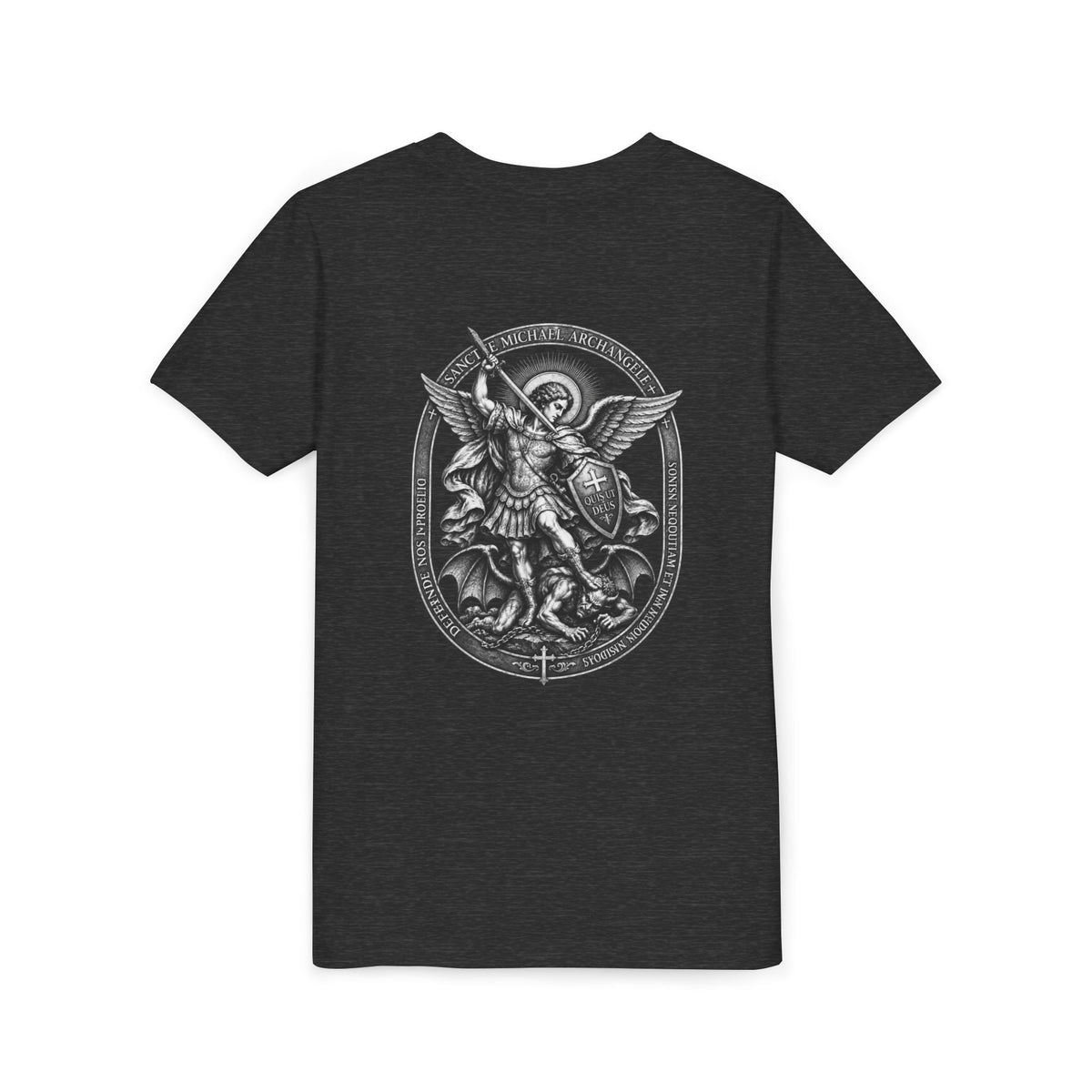 Youth Tee — St Michael + Cross  Religious Graphic