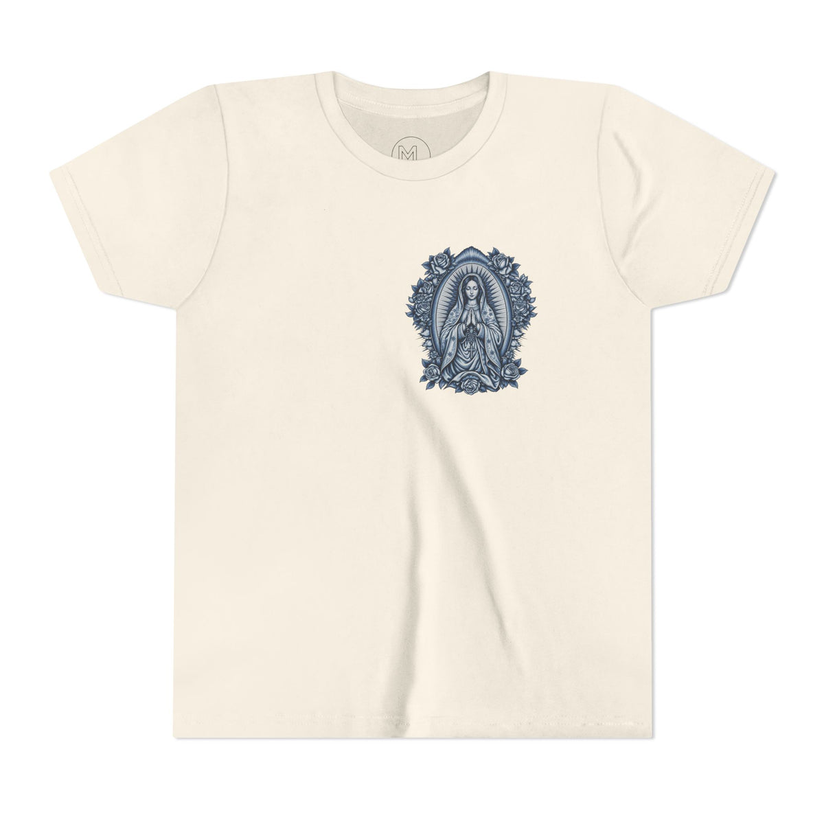 Youth Tee — Blue Mary Religious Graphic