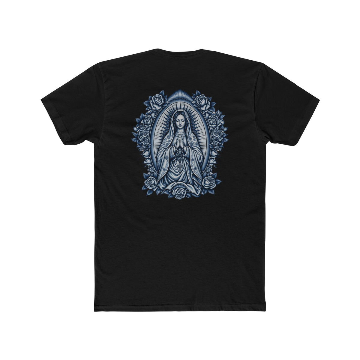 Virgin Mary Sacred Heart Cross Blue Graphic Tee