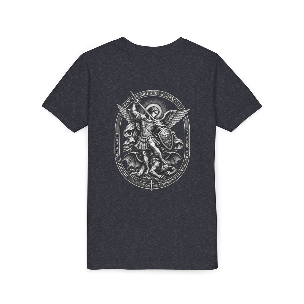 Youth Tee — St Michael + Cross  Religious Graphic