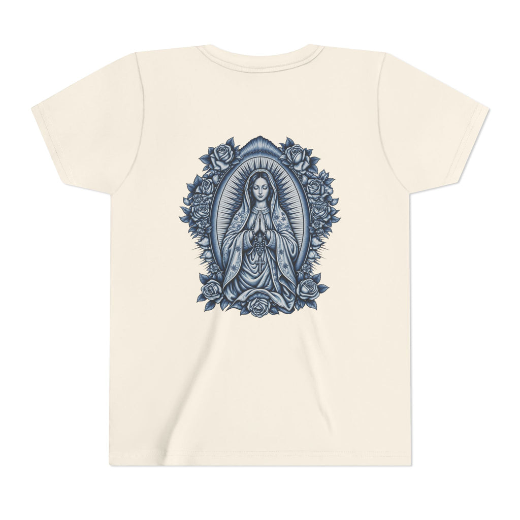 Youth Tee — Blue Mary Religious Graphic