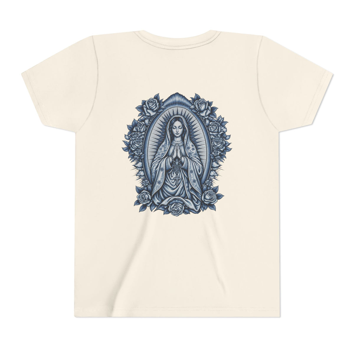 Youth Tee — Blue Mary Religious Graphic