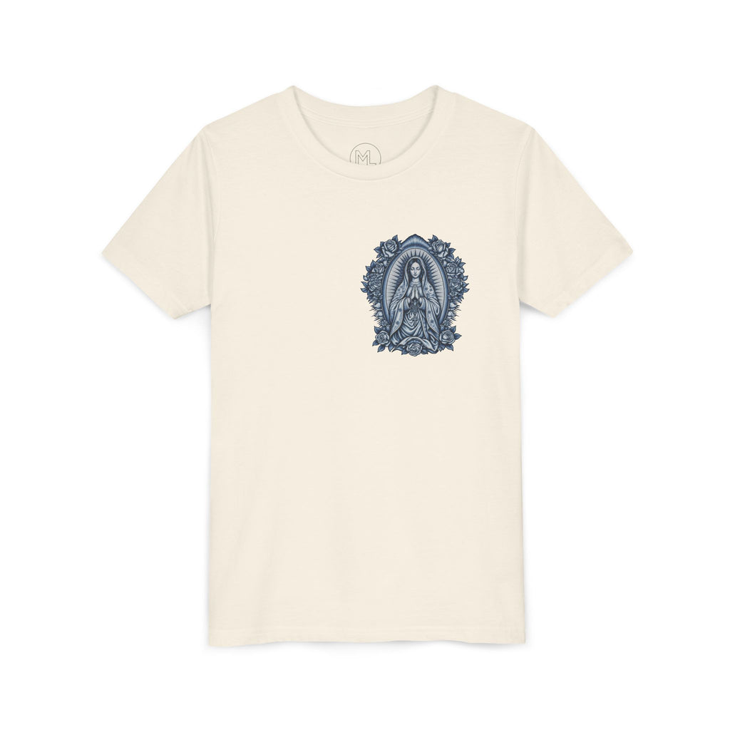 Youth Tee — Blue Mary Religious Graphic