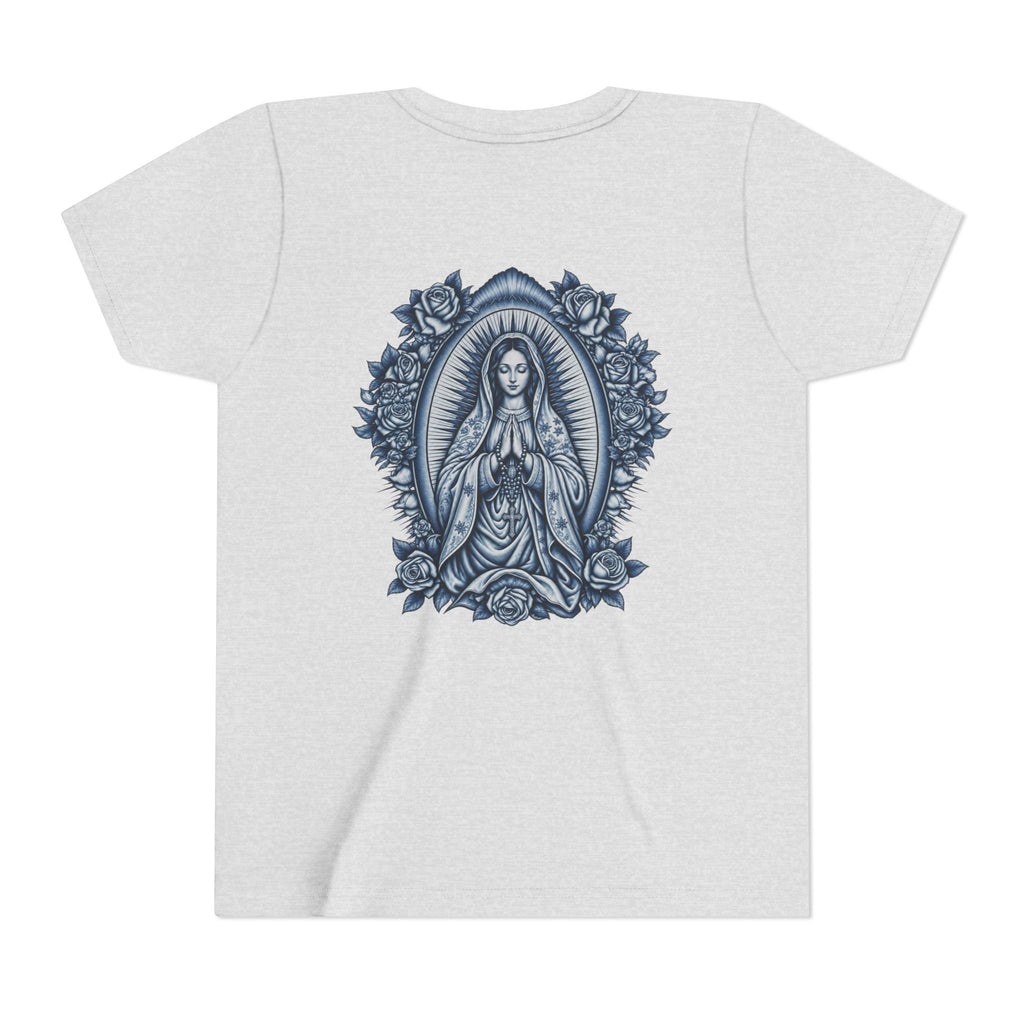 Youth Tee — Blue Mary Religious Graphic
