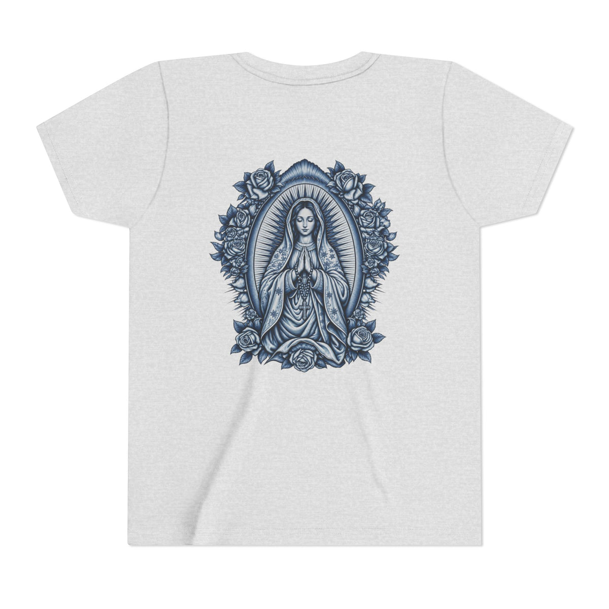 Youth Tee — Blue Mary Religious Graphic