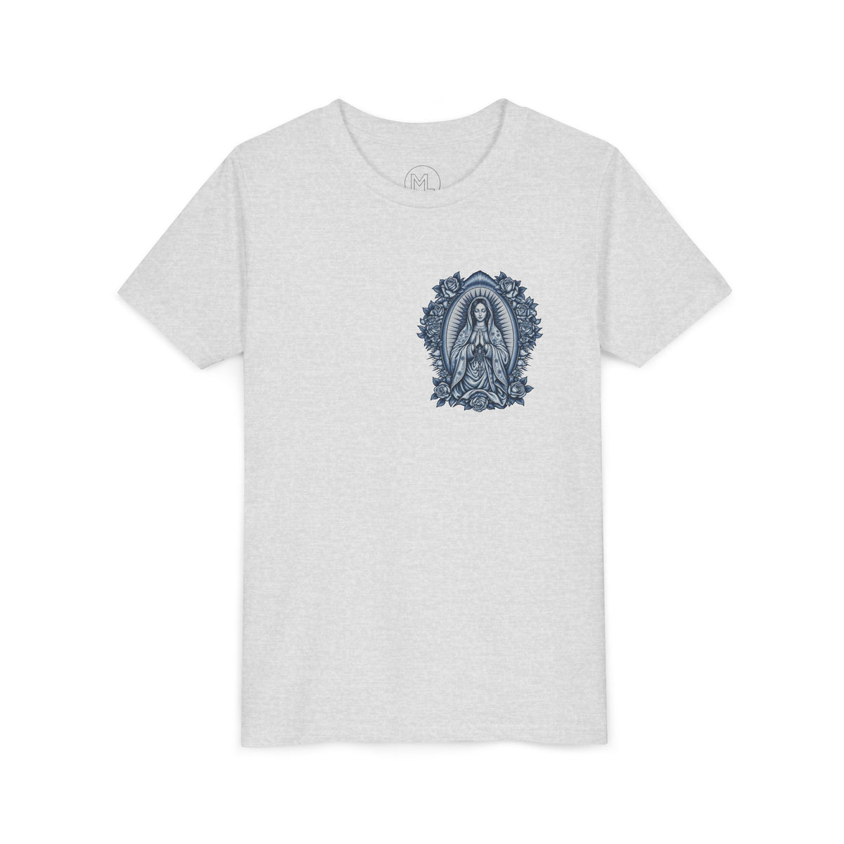 Youth Tee — Blue Mary Religious Graphic