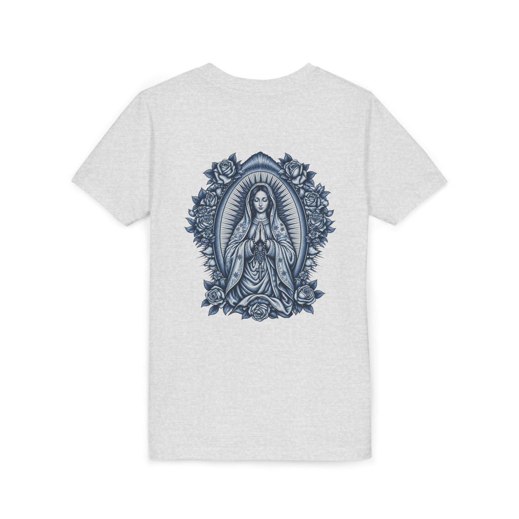 Youth Tee — Blue Mary Religious Graphic