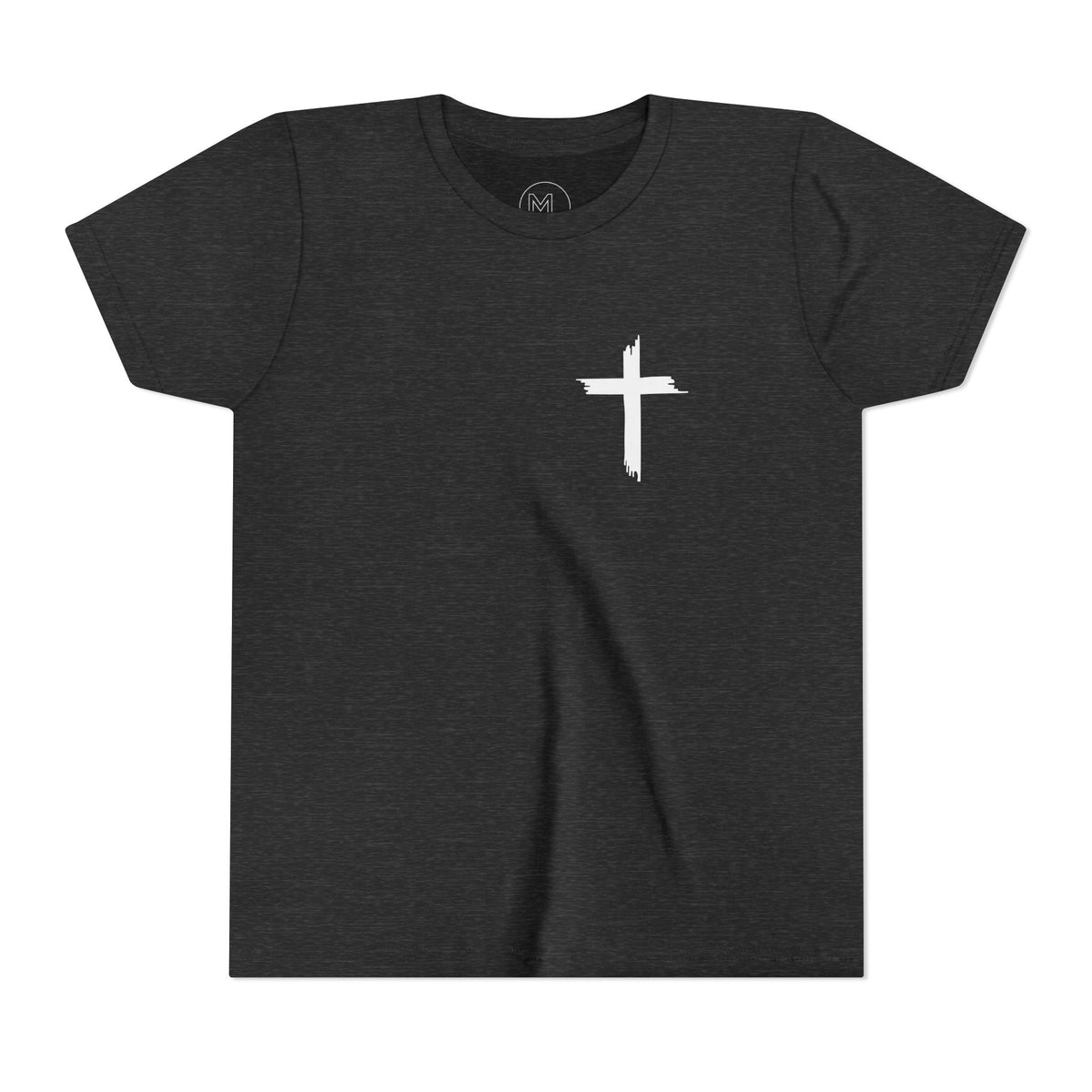 Youth Tee — White Our Father + Cross Religious Graphic