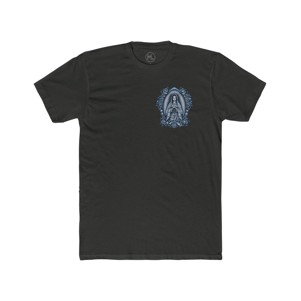 Virgin Mary Sacred Heart Cross Blue Graphic Tee