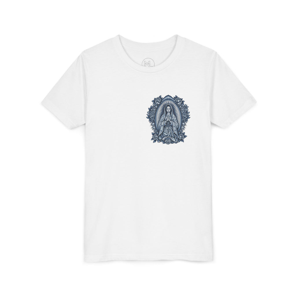 Youth Tee — Blue Mary Religious Graphic