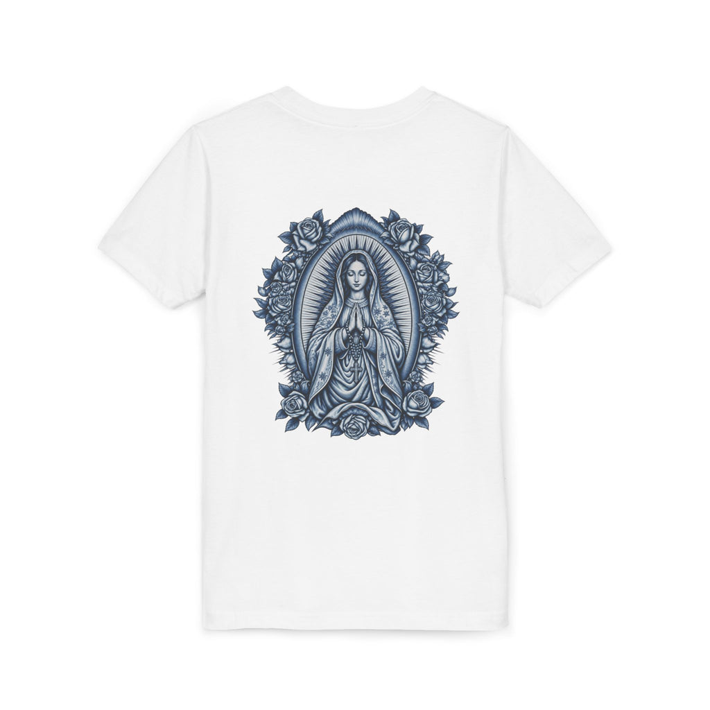 Youth Tee — Blue Mary Religious Graphic