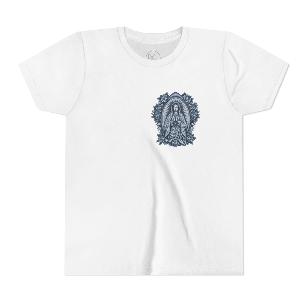 Youth Tee — Blue Mary Religious Graphic