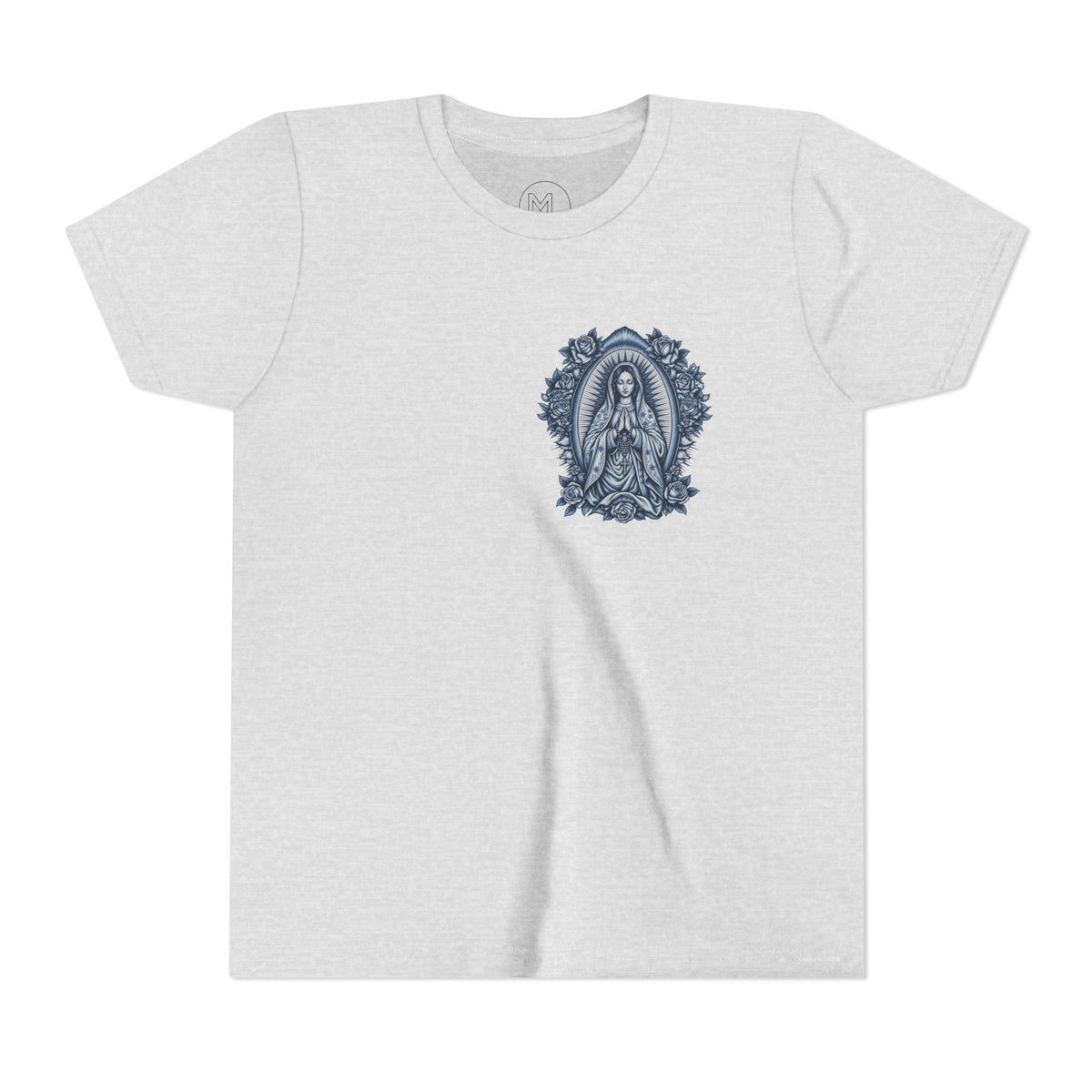 Youth Tee — Blue Mary Religious Graphic