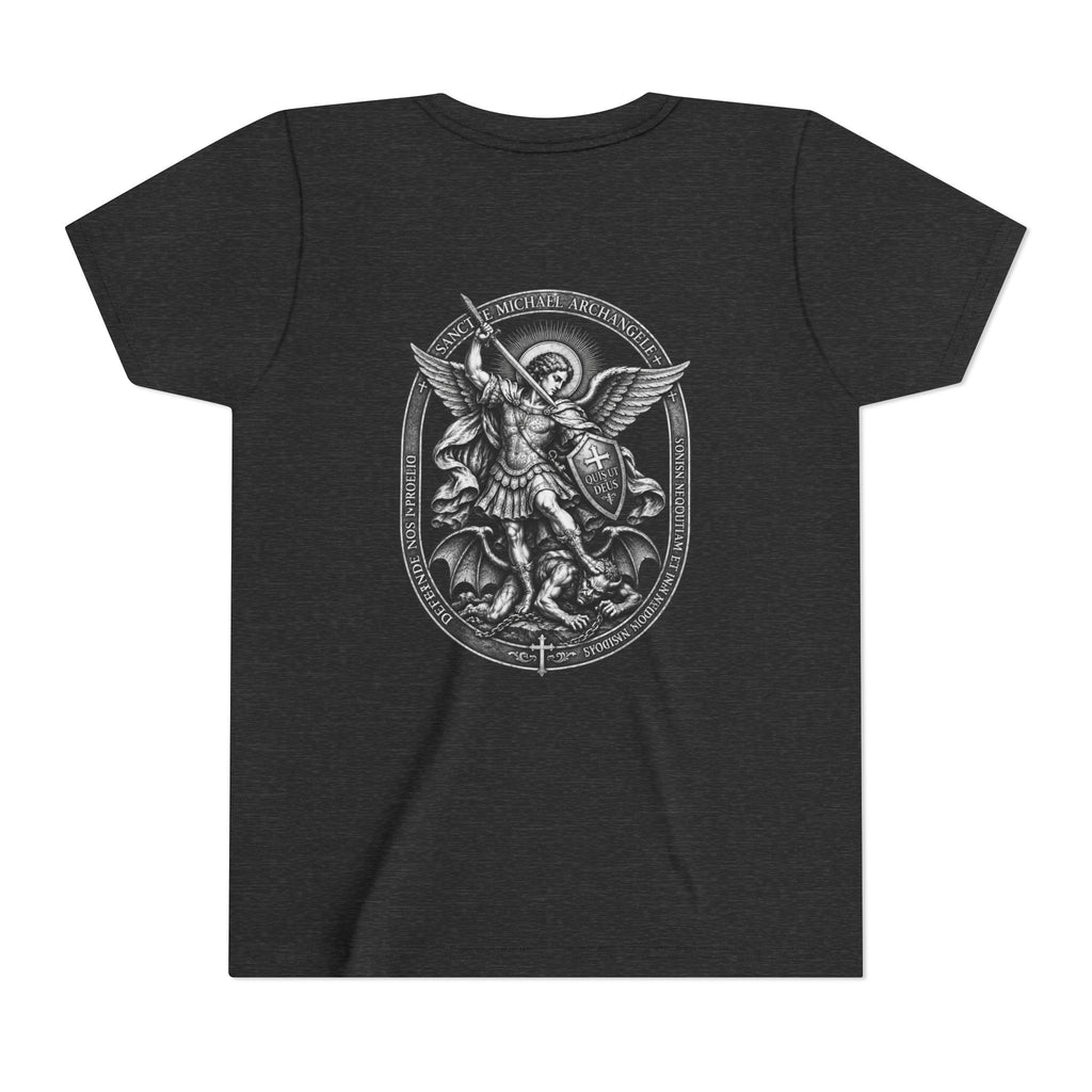 Youth Tee — St Michael + Cross  Religious Graphic