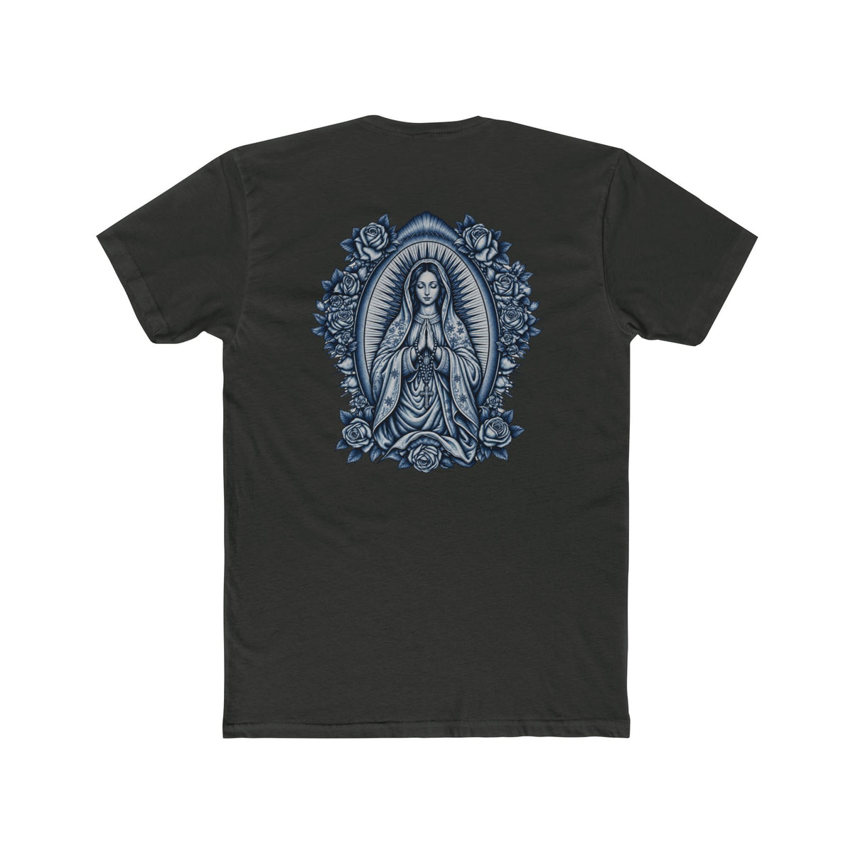 Virgin Mary Sacred Heart Cross Blue Graphic Tee