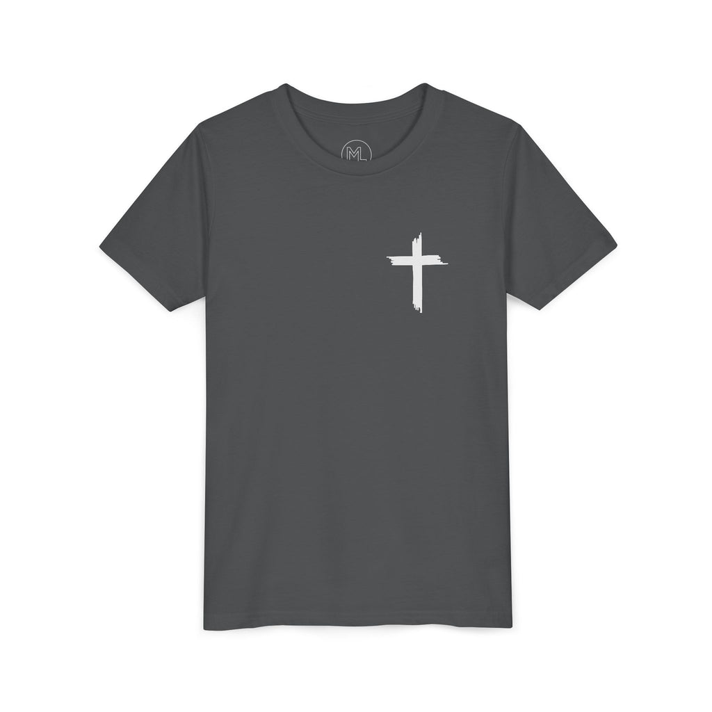 Youth Tee — St Michael + Cross  Religious Graphic