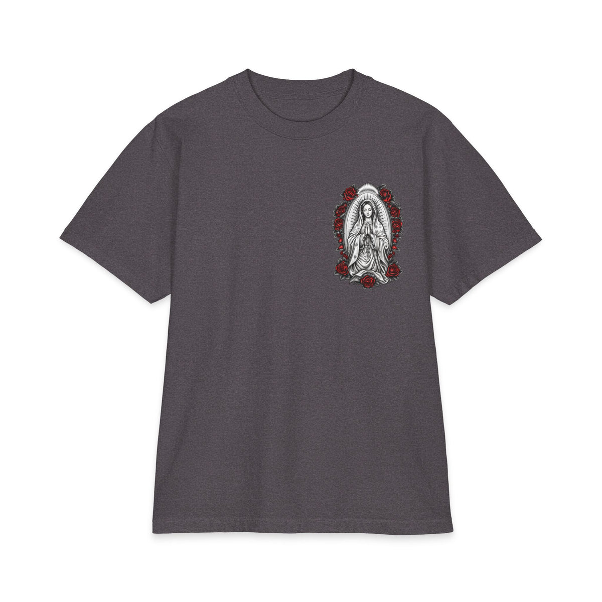 Virgin Mary Sacred Heart Rose Graphic T-Shirt