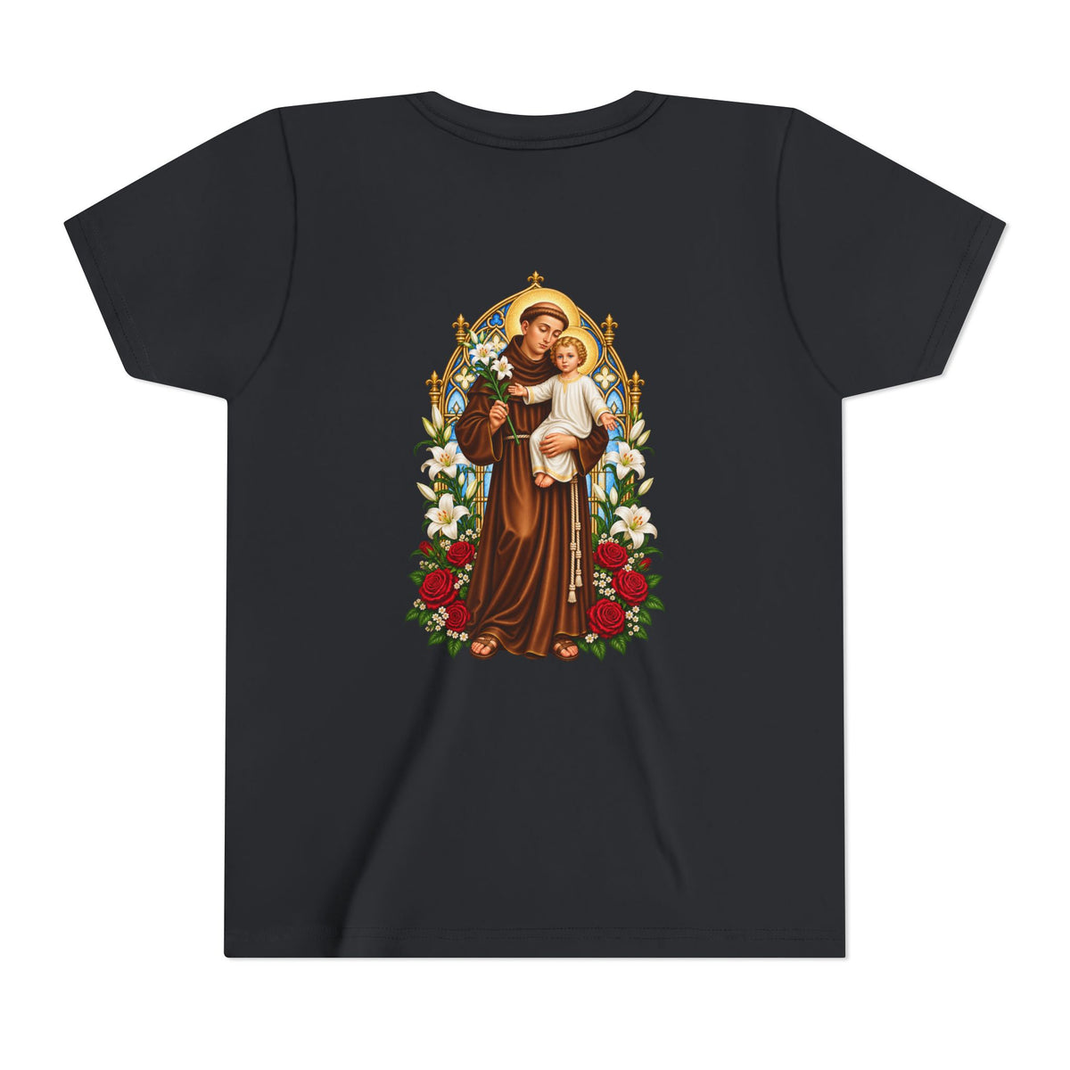 Youth Tee — St Anthony + Cross Religious Graphic