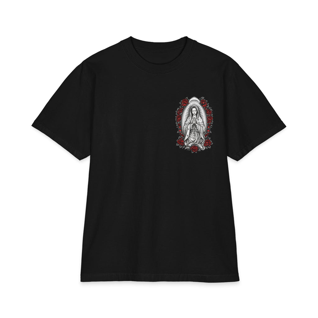 Virgin Mary Sacred Heart Rose Graphic T-Shirt