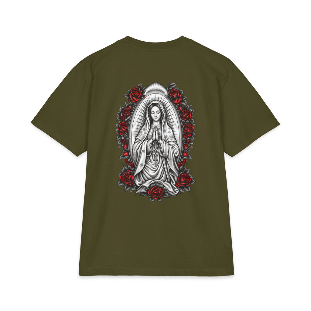 Virgin Mary Sacred Heart Rose Graphic T-Shirt