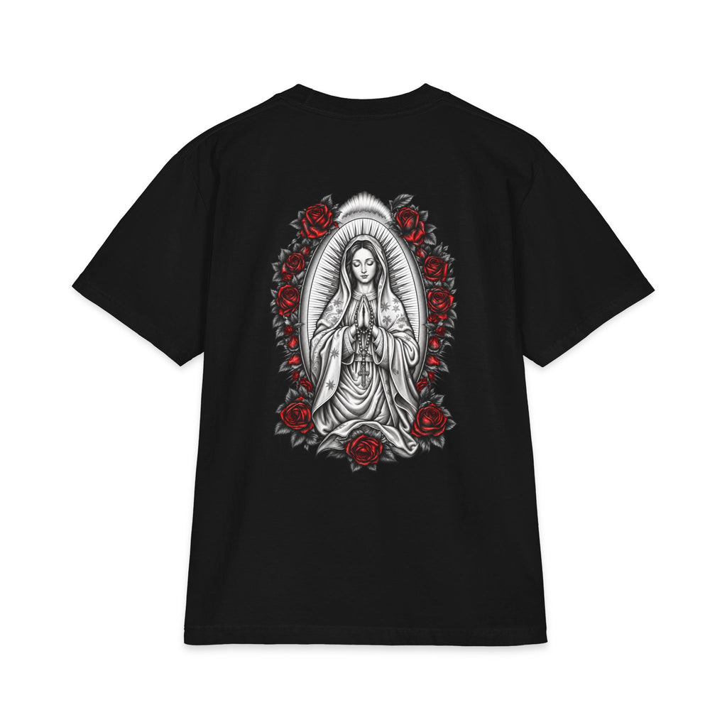 Virgin Mary Sacred Heart Rose Graphic T-Shirt