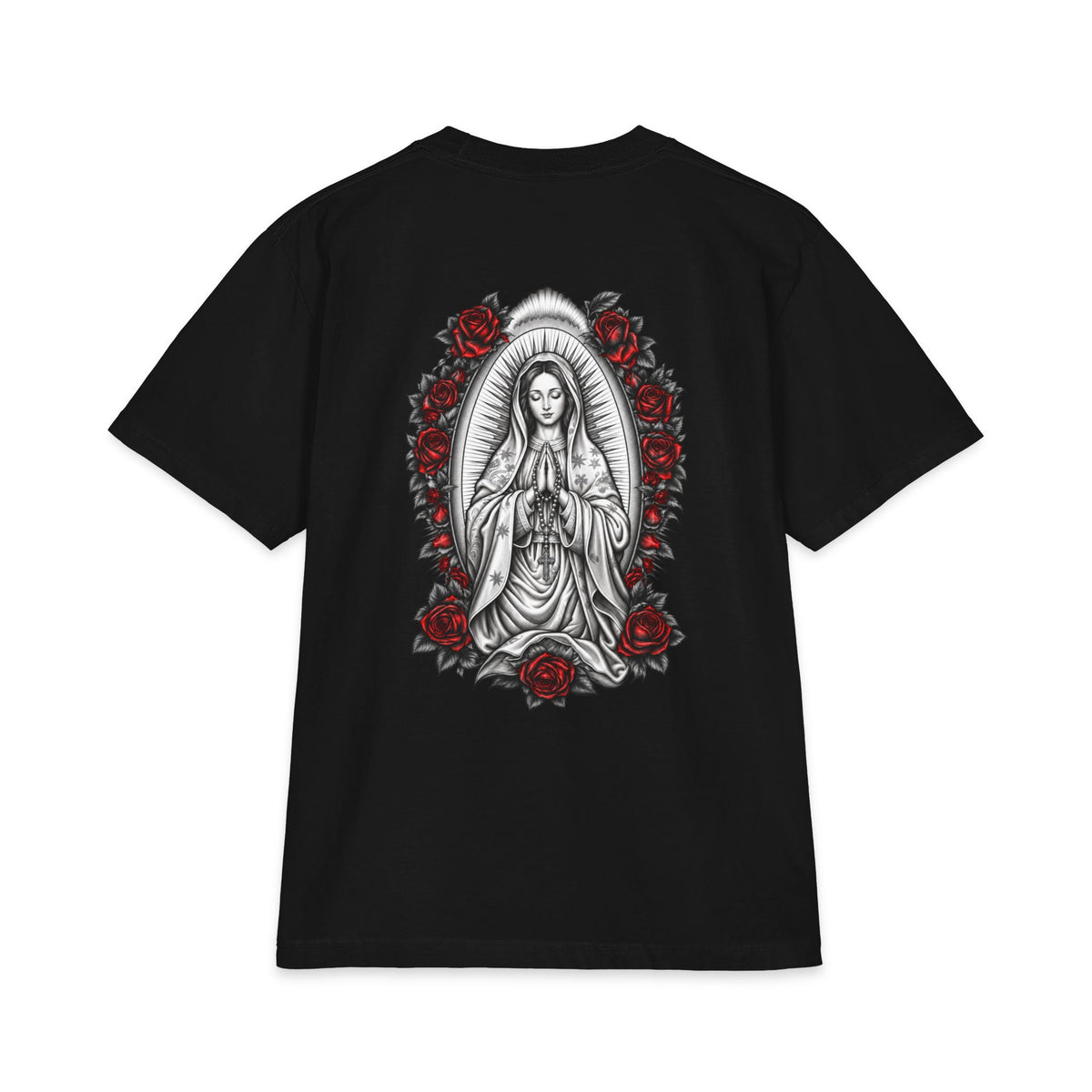Virgin Mary Sacred Heart Rose Graphic T-Shirt