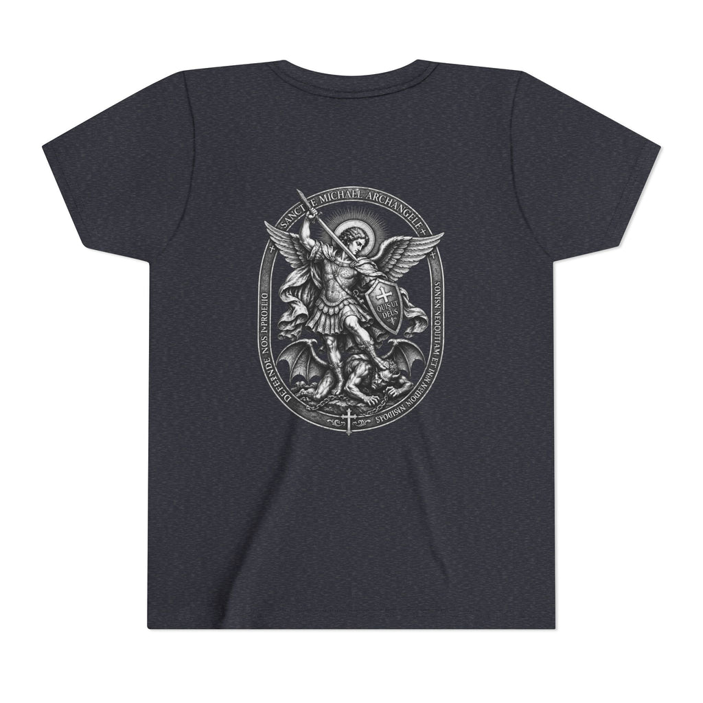 Youth Tee — St Michael + Cross  Religious Graphic