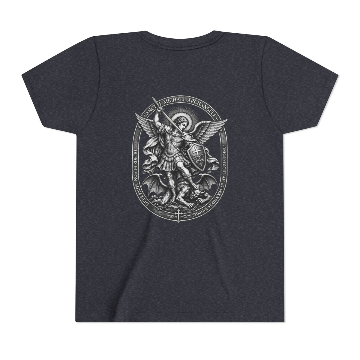 Youth Tee — St Michael + Cross  Religious Graphic