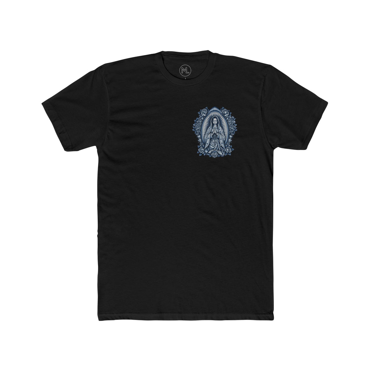 Virgin Mary Sacred Heart Cross Blue Graphic Tee
