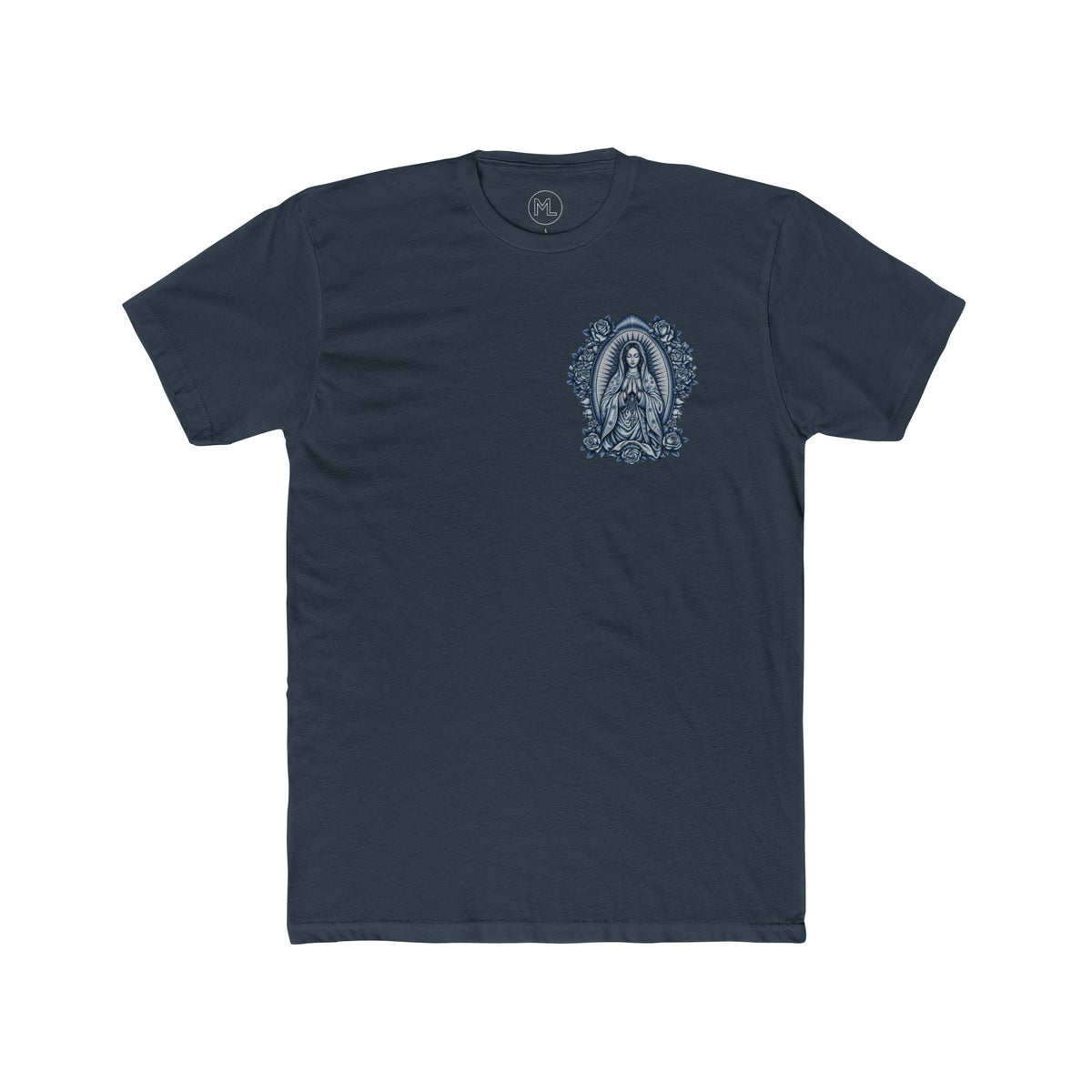 Virgin Mary Sacred Heart Cross Blue Graphic Tee