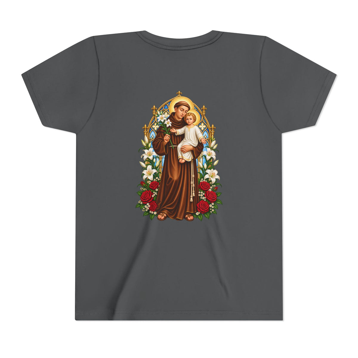 Youth Tee — St Anthony + Cross Religious Graphic