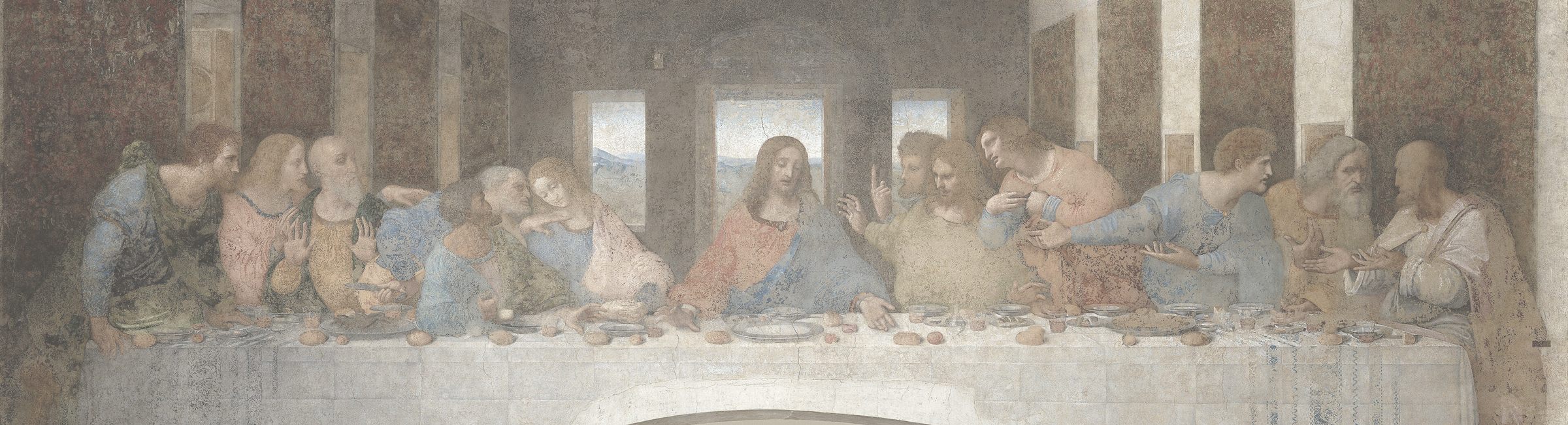 The Last Supper by Leonardo da Vinci, softened in warm cream tones